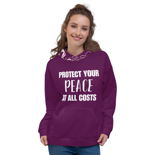 Protect Your Peace  Hoodie - Purple/Floral