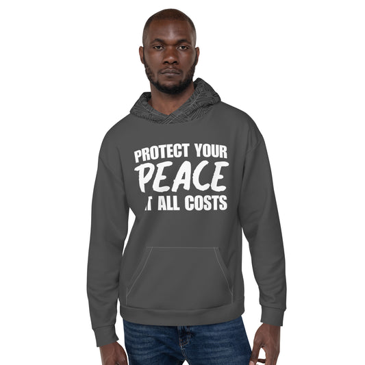 Protect Your Peace Unisex Hoodie - Grey/Graphic Hood